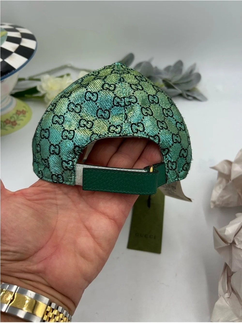 Unisex Gucci GG metallic jacquard lame baseball cap size medium adjustable